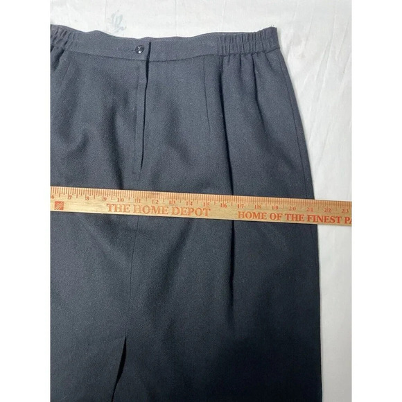 Vtg Worthington Wool Midi Skirt Sz 18 Black Classic Business Casual Slit Capsule - Picture 9 of 13